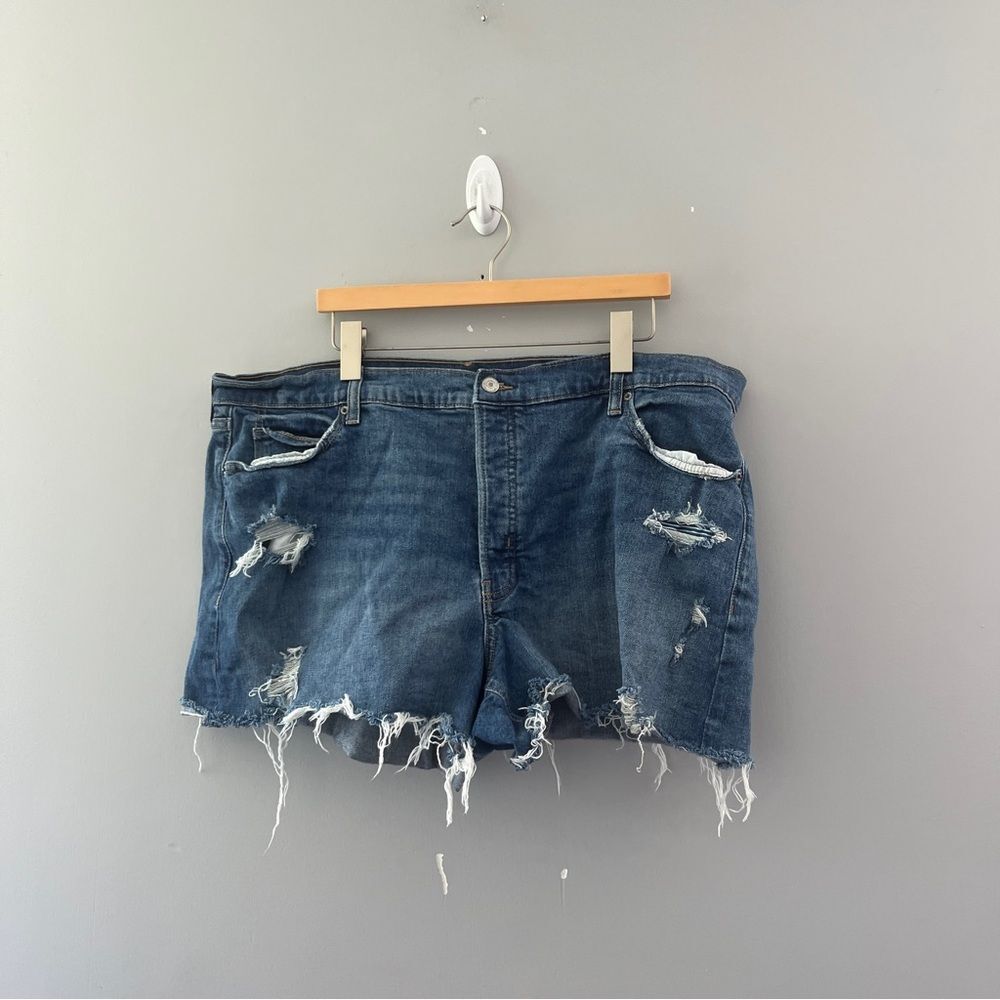 Old Navy Jean Shorts Higher High Rise Sky-Hi ALine Denim Distressed Plus Size 22